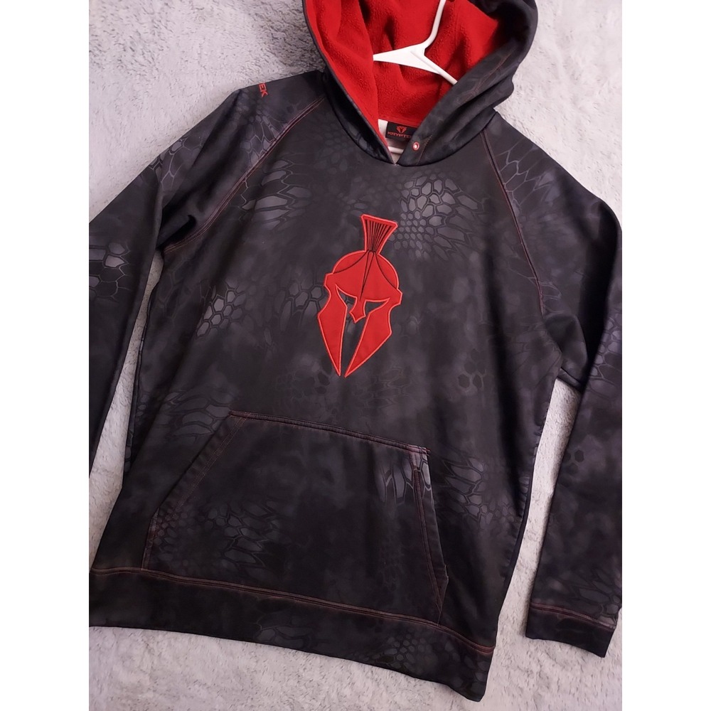 Kryptek Hoodie Mens Medium Spartan Embroidered Faded Black Camo Hunting Fleece M